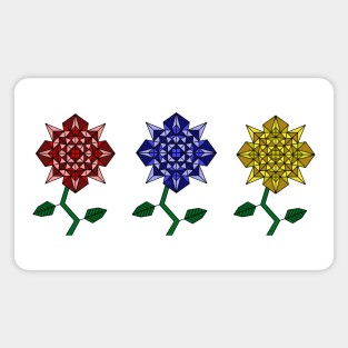 3 Flowers - Geometric Design Magnet